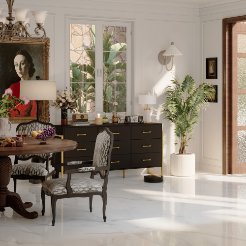 Famapy Classic 9-Drawer Dresser with Sturdy Metal Legs and Generous Storage Black