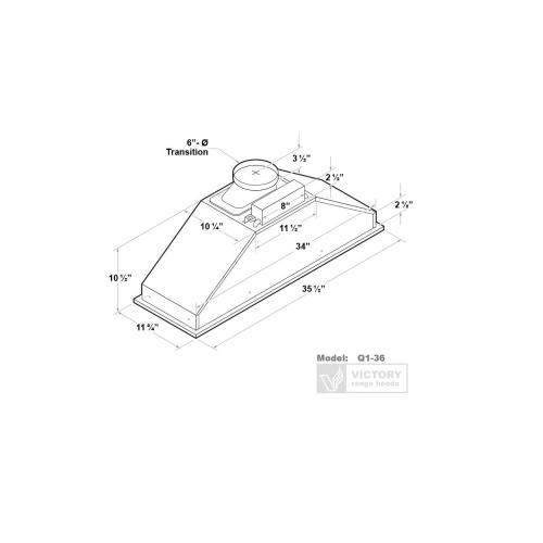 VICTORY 36 Inch 600 CFM Range Hood Insert- Q1-36