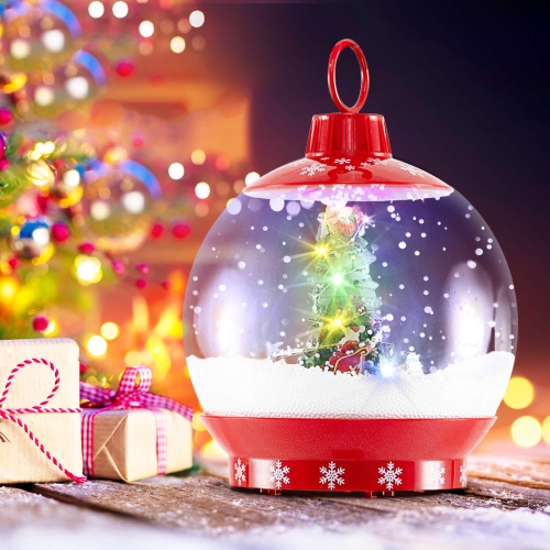 Costway 68 Inch Musical Christmas Street Lamp with Sound-Activated Snow Globe Lantern