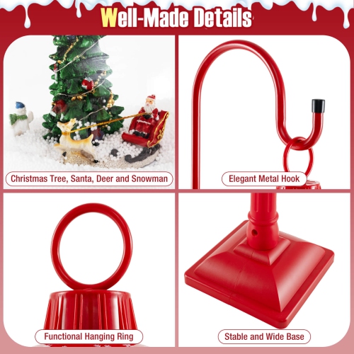 Costway 68 Inch Musical Christmas Street Lamp with Sound-Activated Snow Globe Lantern