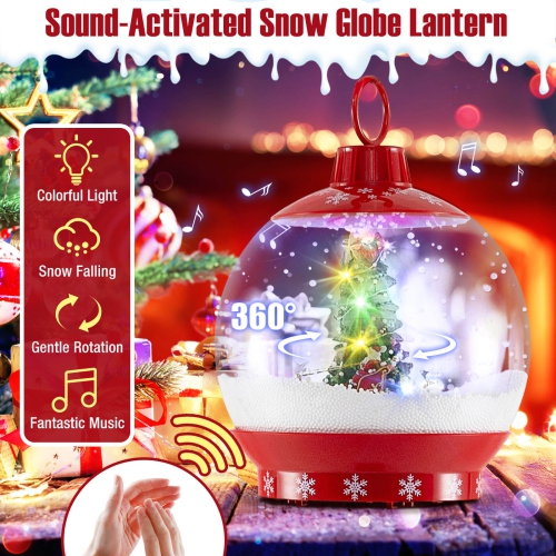 Costway 68 Inch Musical Christmas Street Lamp with Sound-Activated Snow Globe Lantern