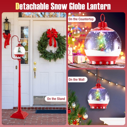 Costway 68 Inch Musical Christmas Street Lamp with Sound-Activated Snow Globe Lantern