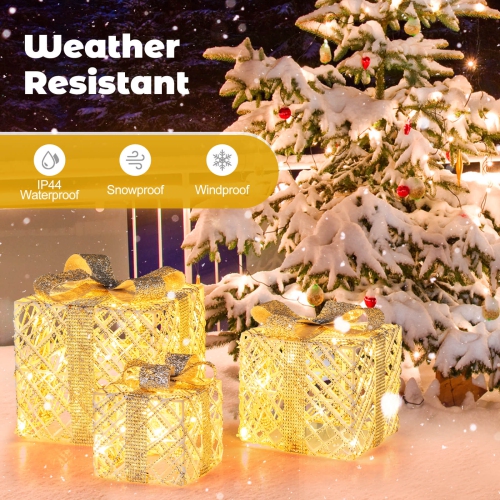 Coffret-cadeau lumineux de Noël de Costway avec 50 lumières à DEL, boucles amovibles pour la cour, paq. 3