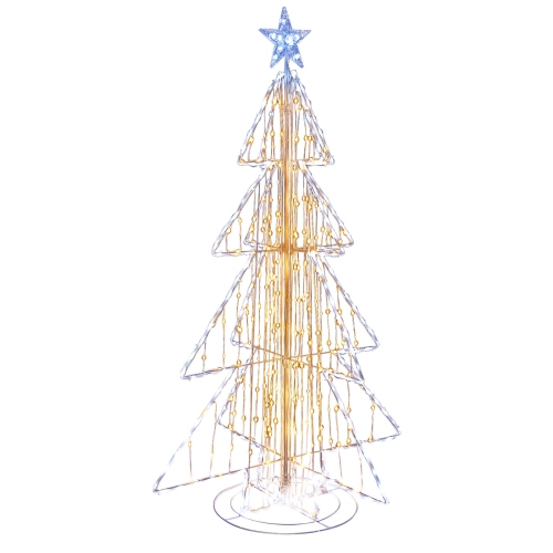 Costway 5 FT Animated Christmas Tree with 252 Warm 202 Cold LED Lights Zip Ties & Stakes