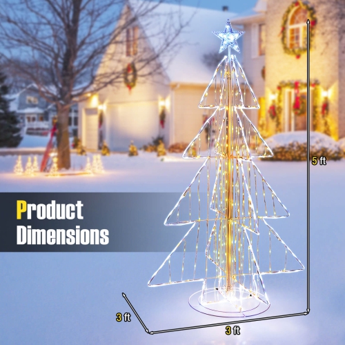 Costway 5 FT Animated Christmas Tree with 252 Warm 202 Cold LED Lights Zip Ties & Stakes