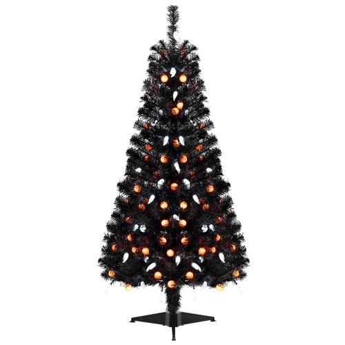 Costway 4.5 FT Artificial Halloween Tree with 281 Branch Tips 65 Orange Pumpkin Lights