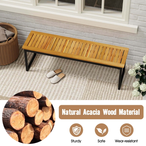 Costway 51" Wooden Outdoor Bench Patio Dining Bench with Acacia Wood Seat Natural