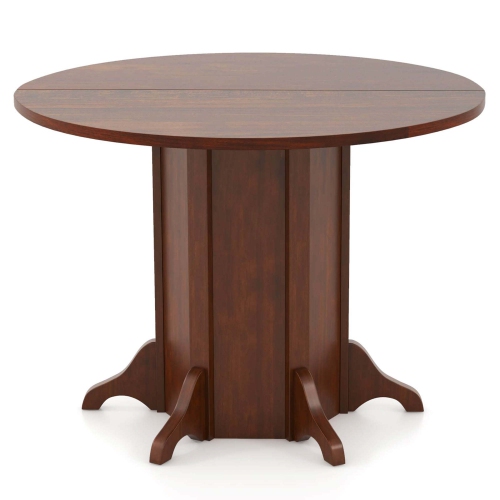 Costway 42" Wooden Kitchen Table Round Dining Table with Pedestal Base for 4-6 People