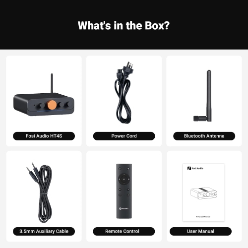 Fosi Audio HT4S Bluetooth Amplifier for Outdoor Speakers, Supports AUX/Optical Input with Remote Control by FOSI - Open Box condition - Image 5