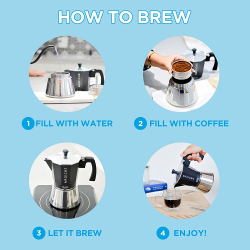 MILANO INDUCTION Stovetop Espresso Maker, Stainless Steel Moka Pot - 9 Espresso Cups, Black