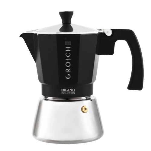 MILANO INDUCTION Stovetop Espresso Maker, Stainless Steel Moka Pot - 6 Espresso Cups, Black