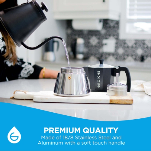 MILANO INDUCTION Stovetop Espresso Maker, Stainless Steel Moka Pot - 6 Espresso Cups, Black