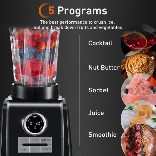 JOYOUNG 2L Smoothie Blender, 1300W Smoothie Blender with LED Screen, 5 Presets, 10 Speeds, Dishwasher Safe
