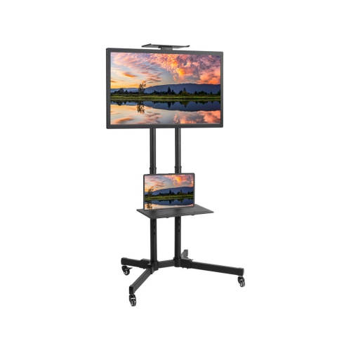 SecurLink 37"-70" Versatile & Compact TV Cart TV Mount Up to 50KG(100LB) with Camera Shelf, Weight Up to 10kg & DVD/AV Shelf