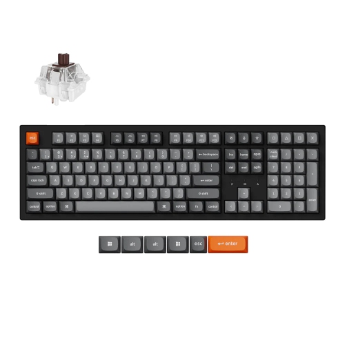 Keychron K10 Max White LED Hot-swappable Wireless Mechanical Keyboard - 2.4GHz/Bluetooth/USB-C, Brown Switch, ABS Plastic Frame, Full-size Layout