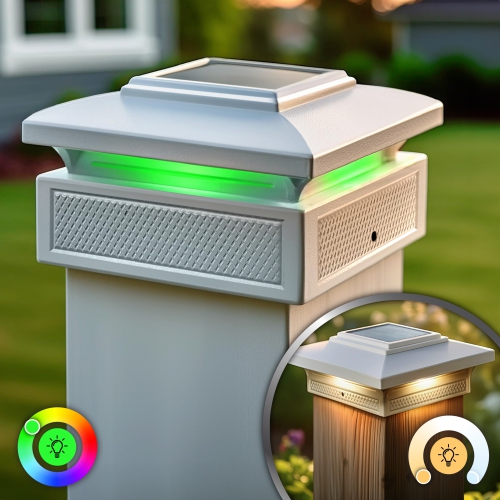 Classy Caps Lumineer Smart Solar Post Cap White - 2 pack