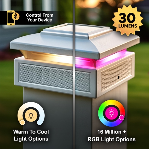 Classy Caps Lumineer Smart Solar Post Cap White - 2 pack