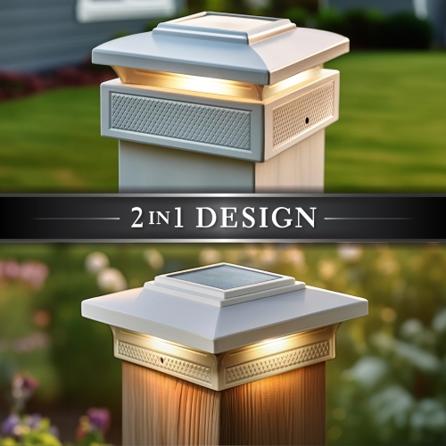 Classy Caps Lumineer Smart Solar Post Cap White - 2 pack