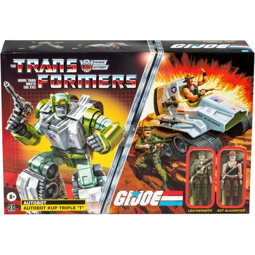 Image 1 de 3.. Figurine d'action Collaborative à échelle de 3,75&nbsp;po de Transformers Generations - Kup Triple T avec Sgt Slaughter et Leatherneck