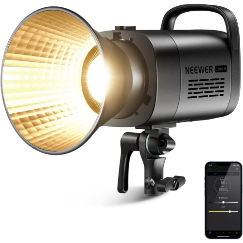 Remis à neuf - Lampe vidéo DEL 70&nbsp;W de NEEWER 60&nbsp;B avec 2,4 GHz et commande PAR APPLICATION, COB Bi couleur 2700K-6500K 34000 points