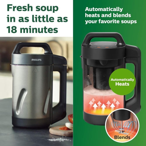 Philips Viva Collection SoupMaker, 1.2 L, Makes 2-4 servings, 6 Pre-set Programs, SoupPro Technology, Soup in Less than 18 Minutes, Eeasy Clean,