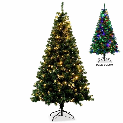 Arbre de Noël artificiel à charnières de 6 pi MotionGrey avec lumières DEL chaudes