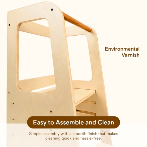 Tour pour jeune enfant Blessy, tour d'apprentissage debout, tabouret à 2 marches Kitchen Helper avec plateforme à hauteur réglable et rail de