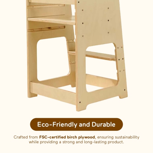 Tour pour jeune enfant Blessy, tour d'apprentissage debout, tabouret à 2 marches Kitchen Helper avec plateforme à hauteur réglable et rail de