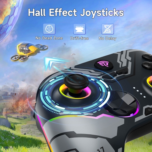 Manette sans fil EasySMX X15/manette de jeu pour Switch/éclairage PC-RVB/manches à effet Hall/gâchettes à effet Hall-Mechanic