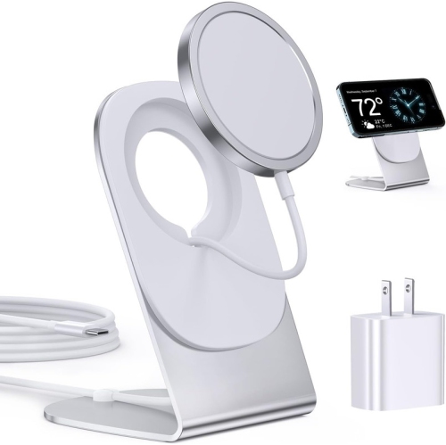 Magnetic Wireless Charger Mag-Safe Charger for iPhone 16/15/14/13/12 Series Convertible Magnet Wireless Charging Stand/Pad with 20W Adapter 5ft Cable