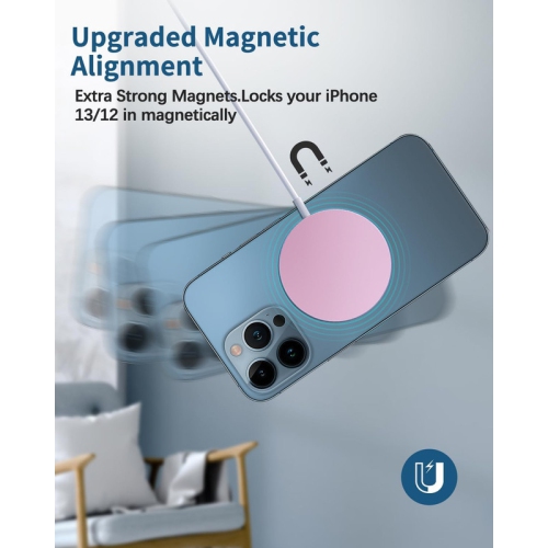 Magnetic Wireless Charger Mag-Safe Charger for iPhone 15/14/13/12 Series Convertible Magnet Wireless Charging Stand/Pad with 20W Adapter 5ft Cable