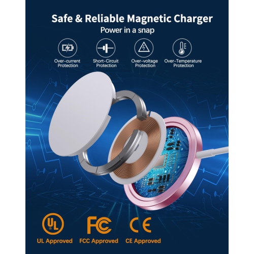 Magnetic Wireless Charger Mag-Safe Charger for iPhone 15/14/13/12 Series Convertible Magnet Wireless Charging Stand/Pad with 20W Adapter 5ft Cable