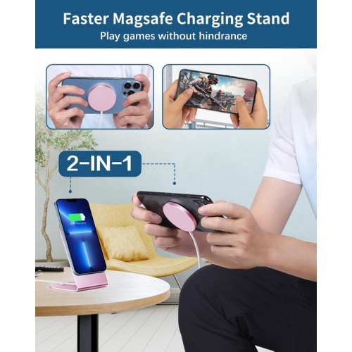 Magnetic Wireless Charger Mag-Safe Charger for iPhone 15/14/13/12 Series Convertible Magnet Wireless Charging Stand/Pad with 20W Adapter 5ft Cable
