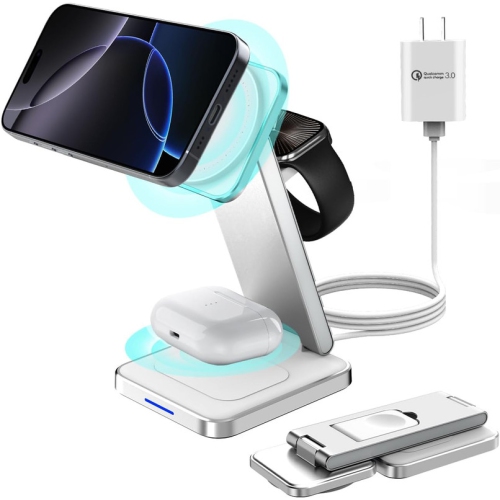 Image 1 of 6.. 3 in 1 Magnetic Wireless Charger,Foldable Wireless Charging Station