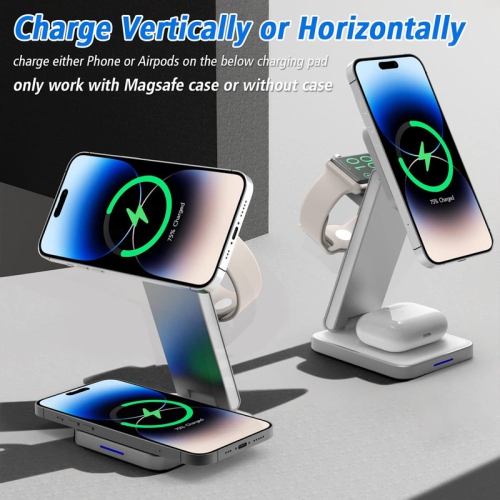 3 in 1 Magnetic Wireless Charger,Foldable Wireless Charging Station