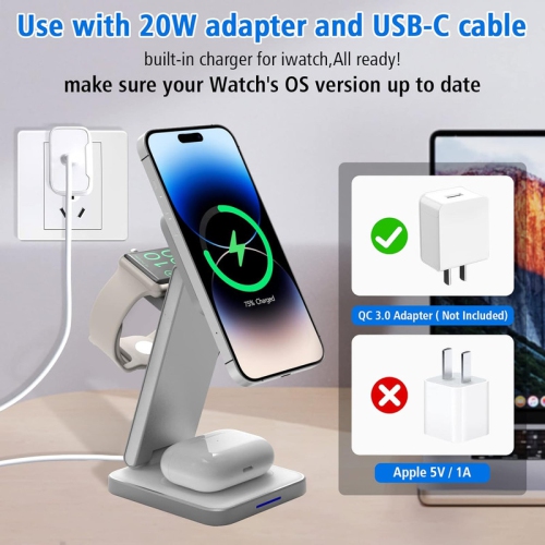 3 in 1 Magnetic Wireless Charger,Foldable Wireless Charging Station