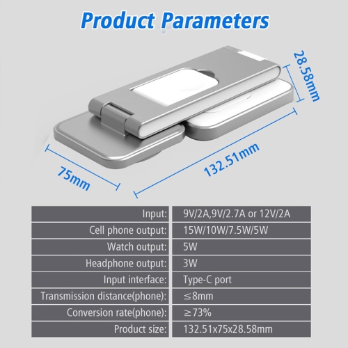 3 in 1 Magnetic Wireless Charger,Foldable Wireless Charging Station