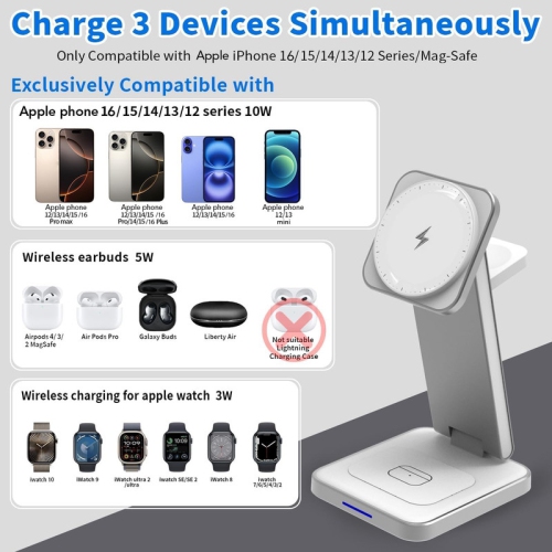 3 in 1 Magnetic Wireless Charger,Foldable Wireless Charging Station