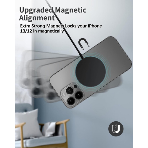 Magnetic Wireless Charger Mag-Safe Charger for iPhone 15/14/13/12 Series Convertible Magnet Wireless Charging Stand/Pad with 20W Adapter 5ft Cable