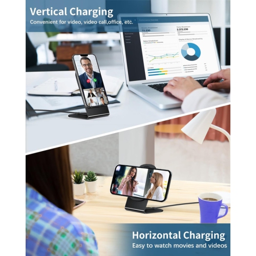 Magnetic Wireless Charger Mag-Safe Charger for iPhone 15/14/13/12 Series Convertible Magnet Wireless Charging Stand/Pad with 20W Adapter 5ft Cable