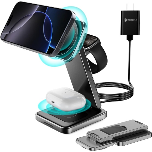 3 in 1 Magnetic Wireless Charger,Foldable Wireless Charging Station