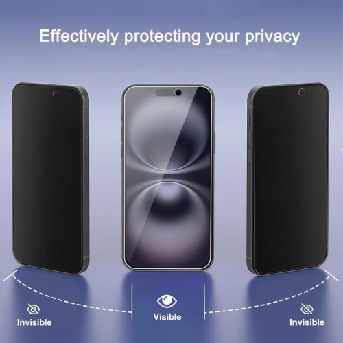 Paquet de 3 protecteurs d'écran de confidentialité pour iPhone 16 + 3 protecteurs de lentille de caméra, verre trempé anti-espion, compatible avec