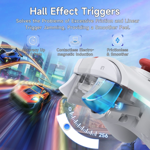 Manette sans fil EasySMX X15/manette de jeu pour Switch/éclairage PC-RVB/manches à effet Hall/gâchettes à effet Hall - Blanc