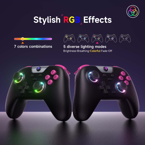 Manette sans fil EasySMX X05 pour Switch/PC/Android - Manette Bluetooth avec manches à balai à effet Hall et gâchette, Turbo, vibrations, RVB -B