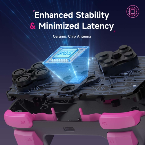 Manette sans fil EasySMX X05 pour Switch/PC/Android - Manette Bluetooth avec manches à balai à effet Hall et gâchette, Turbo, vibrations, RVB -B