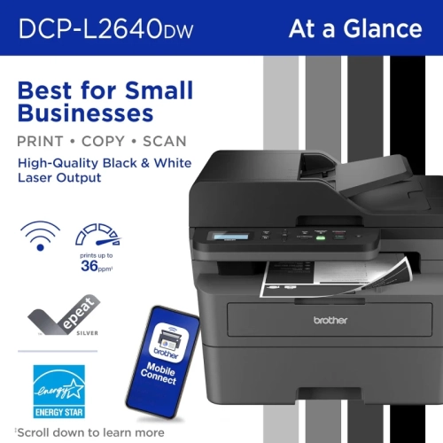 Brother DCP-L2640DW Monochrome Multifunction Laser Printer - 700 In-Box Prints for Business