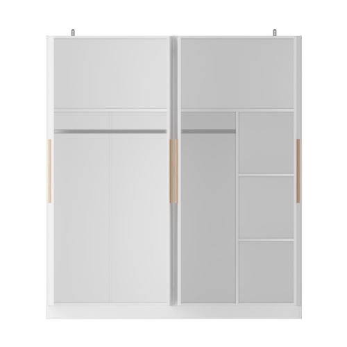 Famapy Large Wardrobe with Adjustable Shelves, Dual Hanging Rods, and Multiple Spacious Compartments for Comprehensive Storage White
