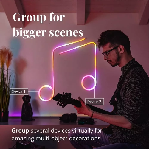 Twinkly Flex 10ft, LED Tube Multicolor, RGB LED Strip Flexible, Compatible with HomeKit, Alexa and Google Home, Gaming Lights, 16 M+ Colors, USB C