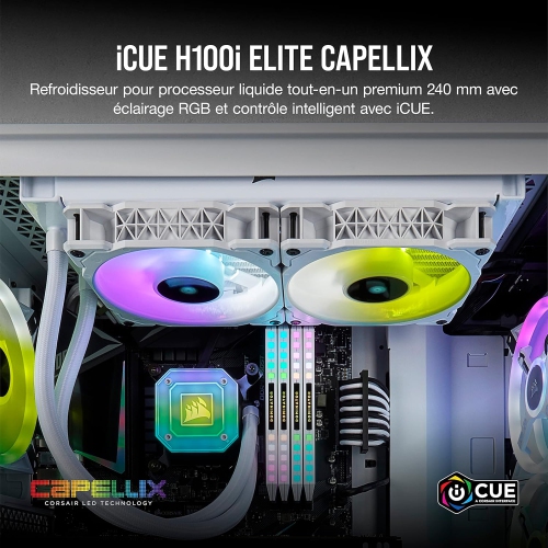 Corsair iCUE H100i Elite Capellix Liquid CPU Cooler - White