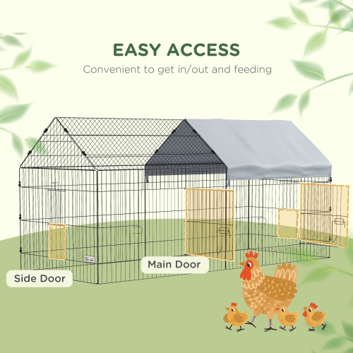 PawHut – Cage Catio de 87 po de long pour animaux de compagnie avec portes pour lapins, cochon de Guinée, poulet, chinchillas, chat, Quail,